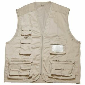 Cortland Fly Fishing Vest Beige Size M to L Multiple Pockets D-Ring Rod Pocket